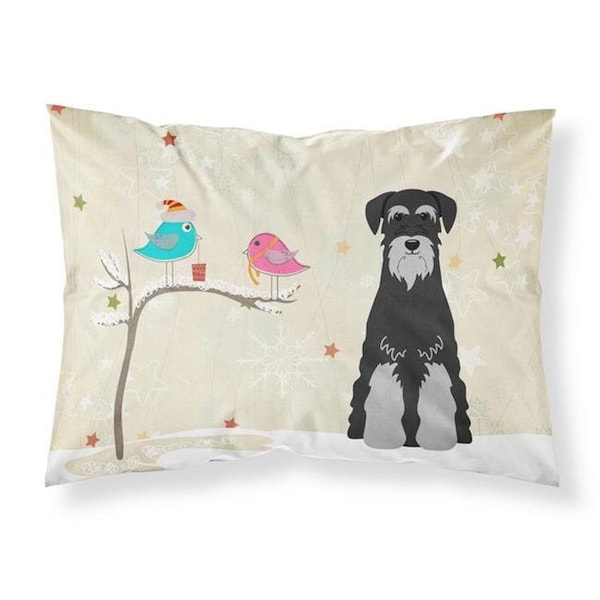 Carolines Treasures Carolines Treasures BB2506PILLOWCASE Christmas Presents Between Friends Standard Schnauzer Black Grey Fabric Standard Pillowcase; 20.5 x 0.25 x 30 in. BB2506PILLOWCASE - main
